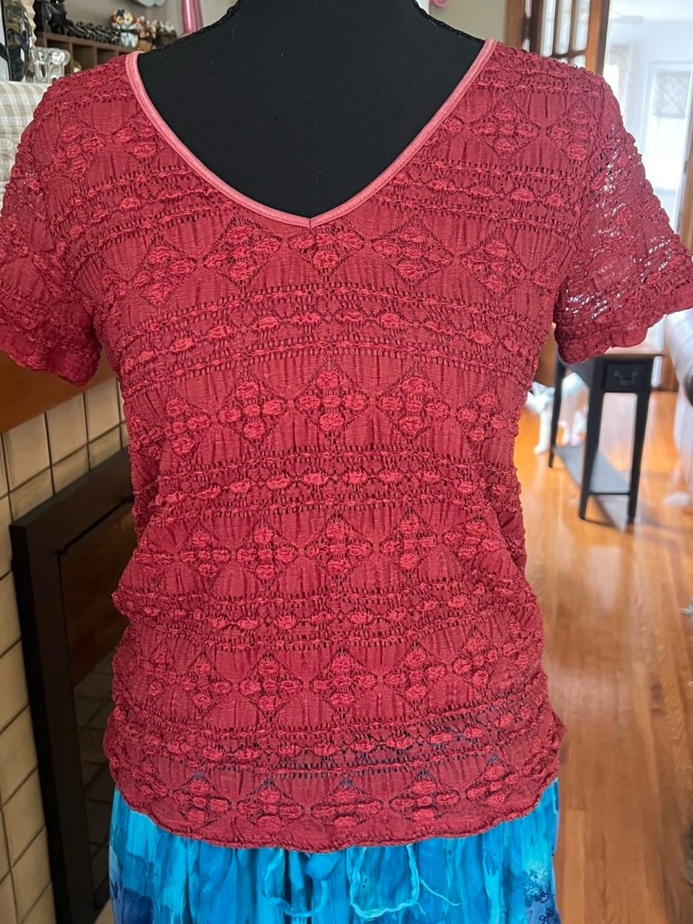 Worthington Red Lace Layered y2k short sleeve